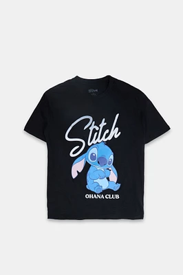 T-shirt coupe garçonne imprime? graphique Stitch Ohana Club