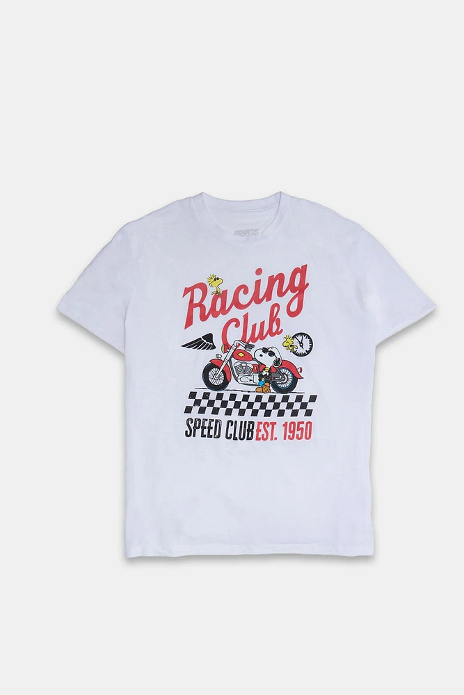 T-shirt coupe garçonne imprime? graphique Peanuts Snoopy Racing Club