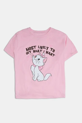 T-shirt coupe garçonne imprime? graphique Marie The Aristocats Most Likely To Get What I Want