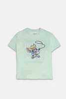 T-shirt coupe garçonne imprime? graphique Stitch Trouble Maker