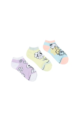 Peanuts Snoopy Printed Ankle Socks 3-Pack