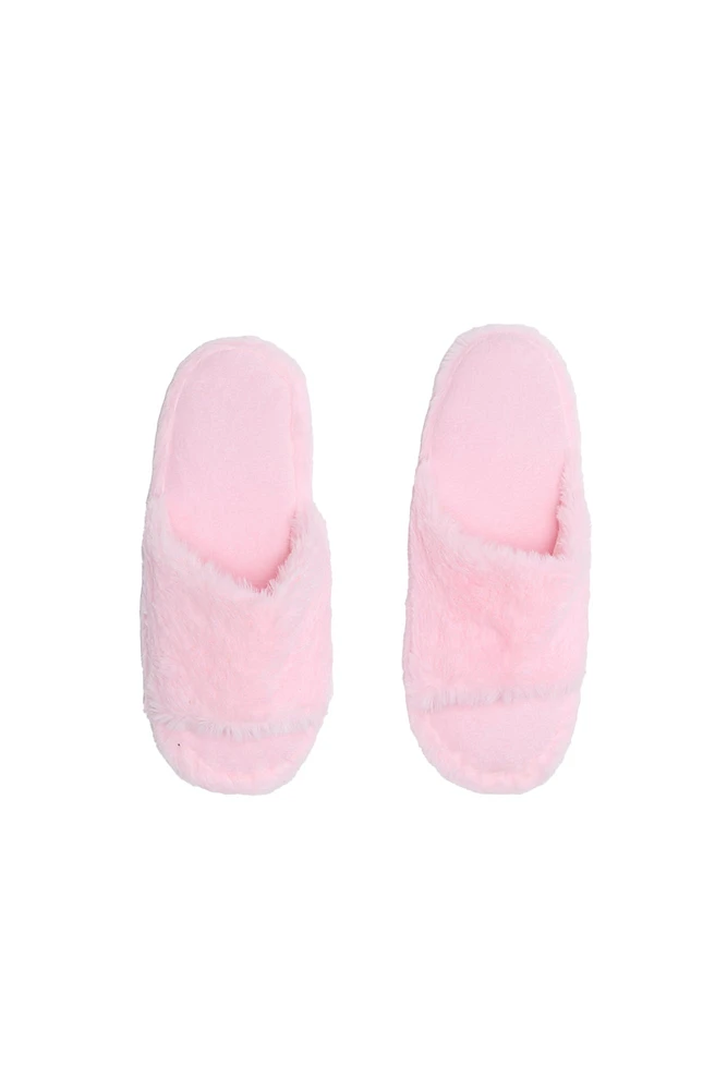 Plush Open-Toe Slippers