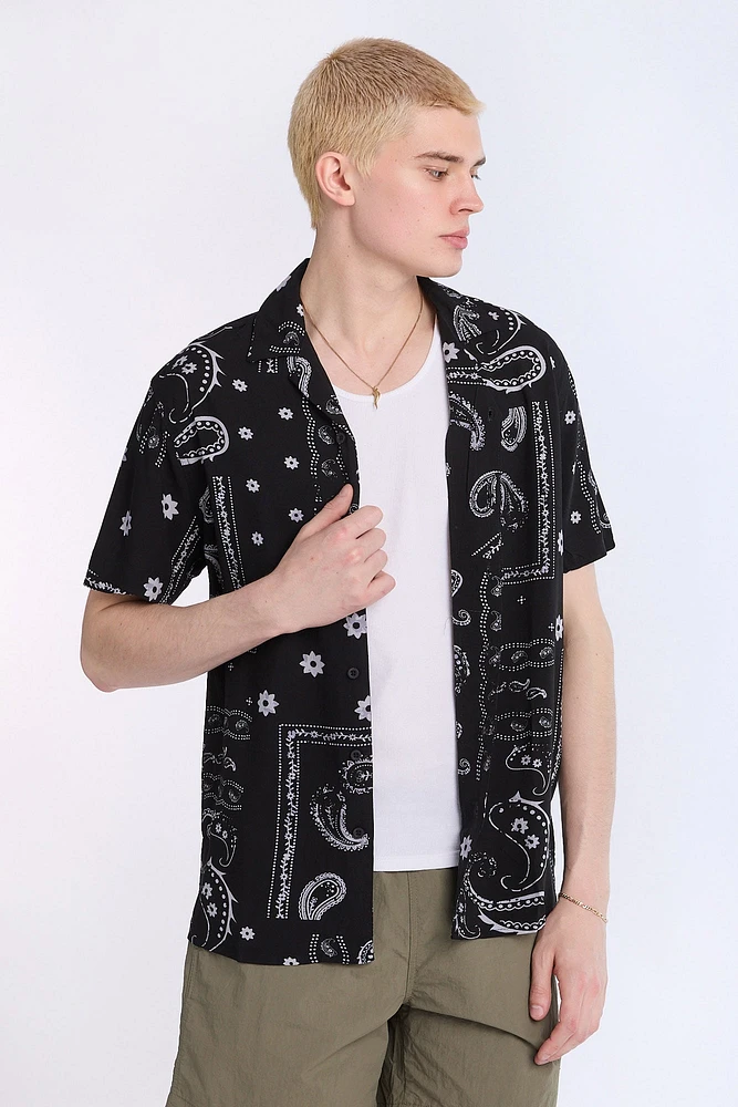Chemise de vacances à manches courtes imprimé Bandana délavé