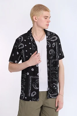Chemise de vacances à manches courtes imprimé Bandana délavé