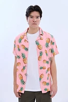 Pineapple Print Short Sleeve Resort Shirt