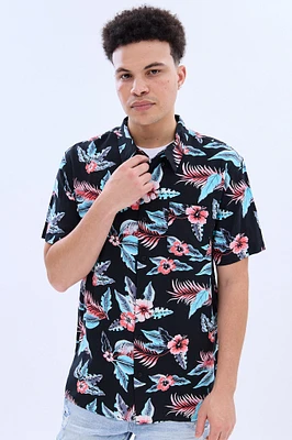 Palm Print Short Sleeve Resort Shirt