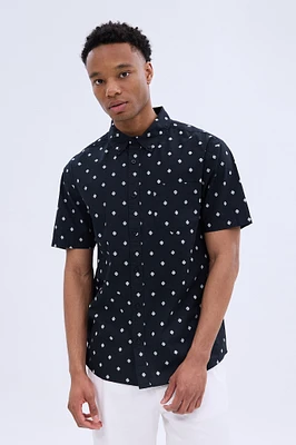 Geometric Printed Short Sleeve Poplin Shirt