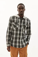 North Western Hooded Plaid Flannel Overshirt