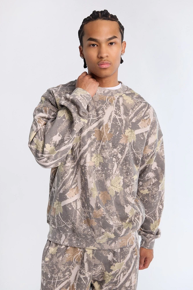 North Western Tree Camouflage Oversized Crew Neck Sweatshirt