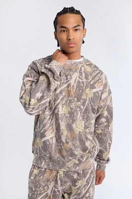 North Western Tree Camouflage Oversized Crew Neck Sweatshirt