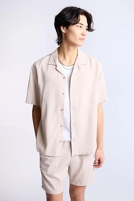 Linen-Blend Button-Up Shirt