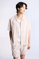 Linen-Blend Button-Up Shirt