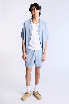 Linen-Blend Button-Up Shirt
