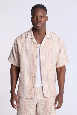 Haut en tricot texturé à manches courtes