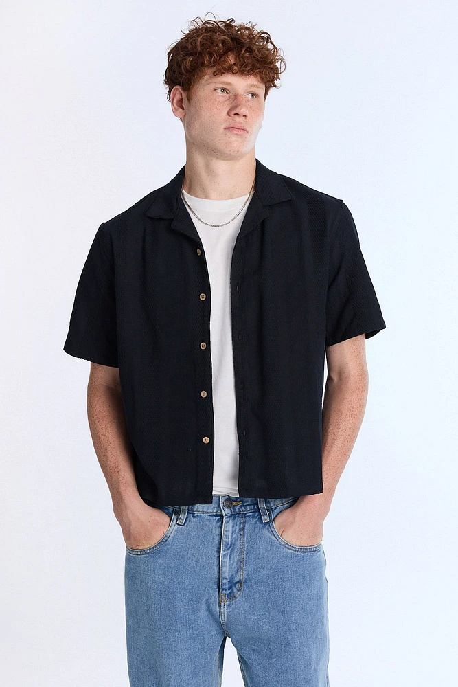 Chemise en tricot texturé à manches courtes