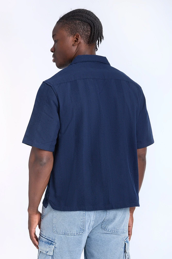 Textured Knit Short Sleeve Shirt