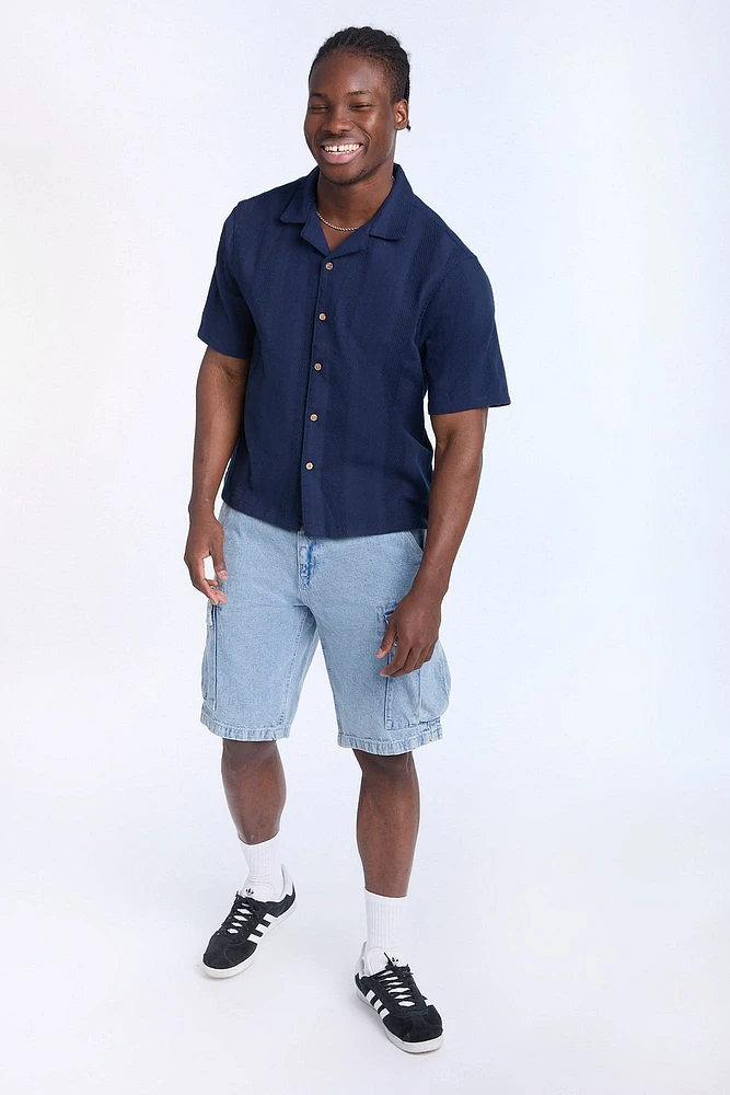 Textured Knit Short Sleeve Shirt