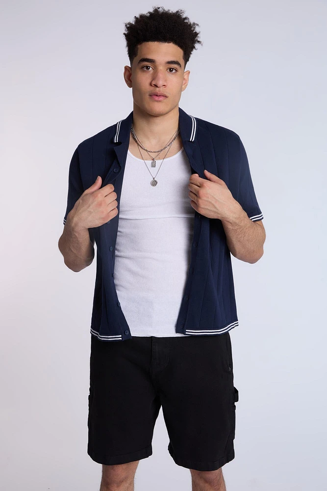 Sweater Knit Short Sleeve Shirt