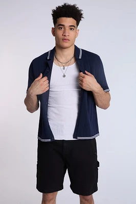 Sweater Knit Short Sleeve Shirt