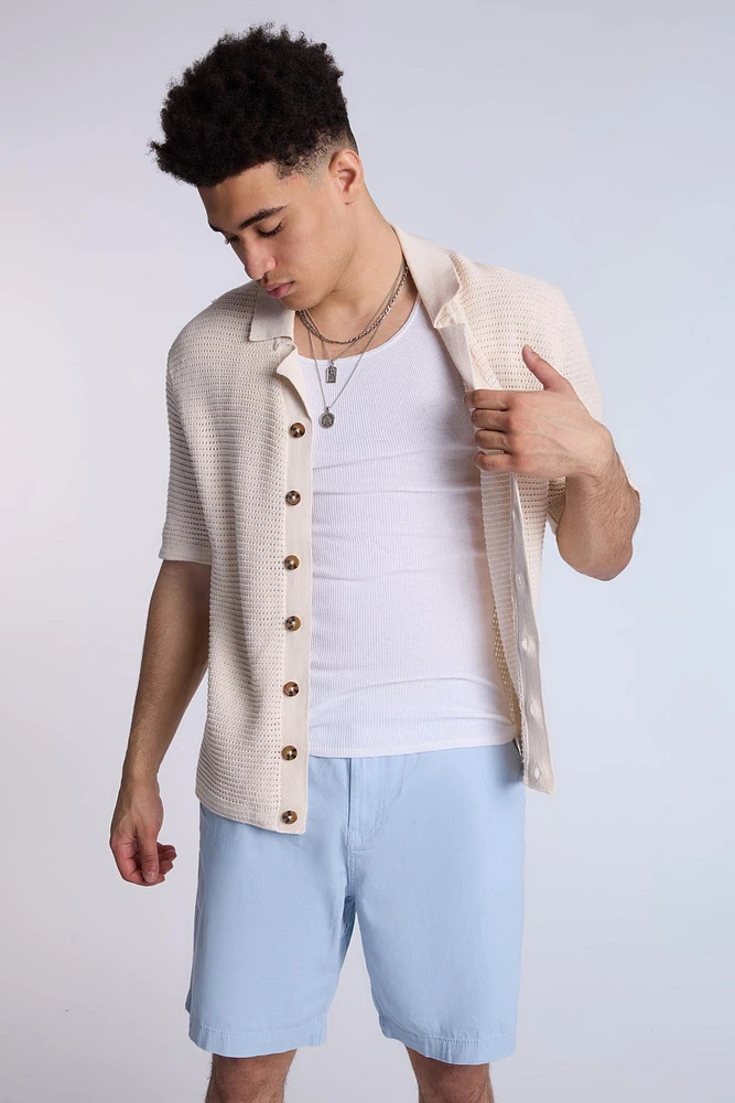 Cotton Crochet Short Sleeve Shirt