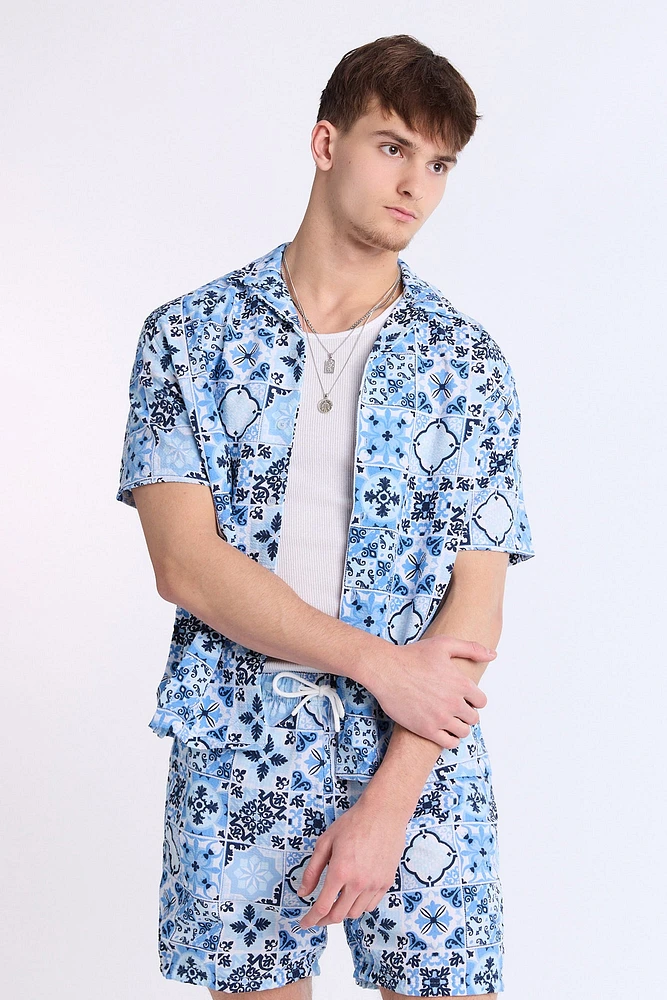 Mosaic Seersucker Short Sleeve Shirt