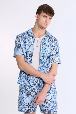 Mosaic Seersucker Short Sleeve Shirt