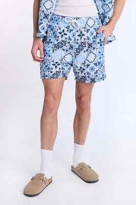 Shorts de nage en tissu gaufré à motifs mosaic 5.5 pos