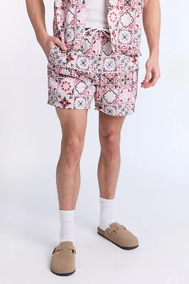 Shorts de nage en tissu gaufré à motifs mosaic 5.5 pos