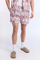 Shorts de nage en tissu gaufré à motifs mosaic 5.5 pos