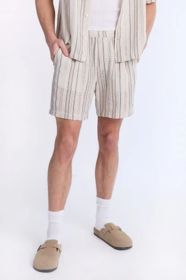 Textured Striped Knit Shorts