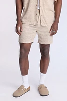 Textured Geometric Knit Pattern Shorts