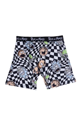 Rick & Morty Optical Checkers Printed Boxer Briefs