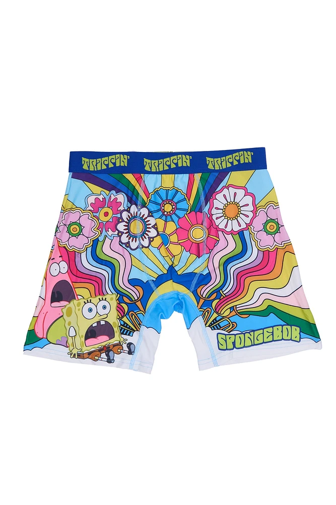 SpongeBob Trippy Flowers Printed Boxer Briefs