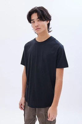 Basic Scoop Hem Crew Neck Tee