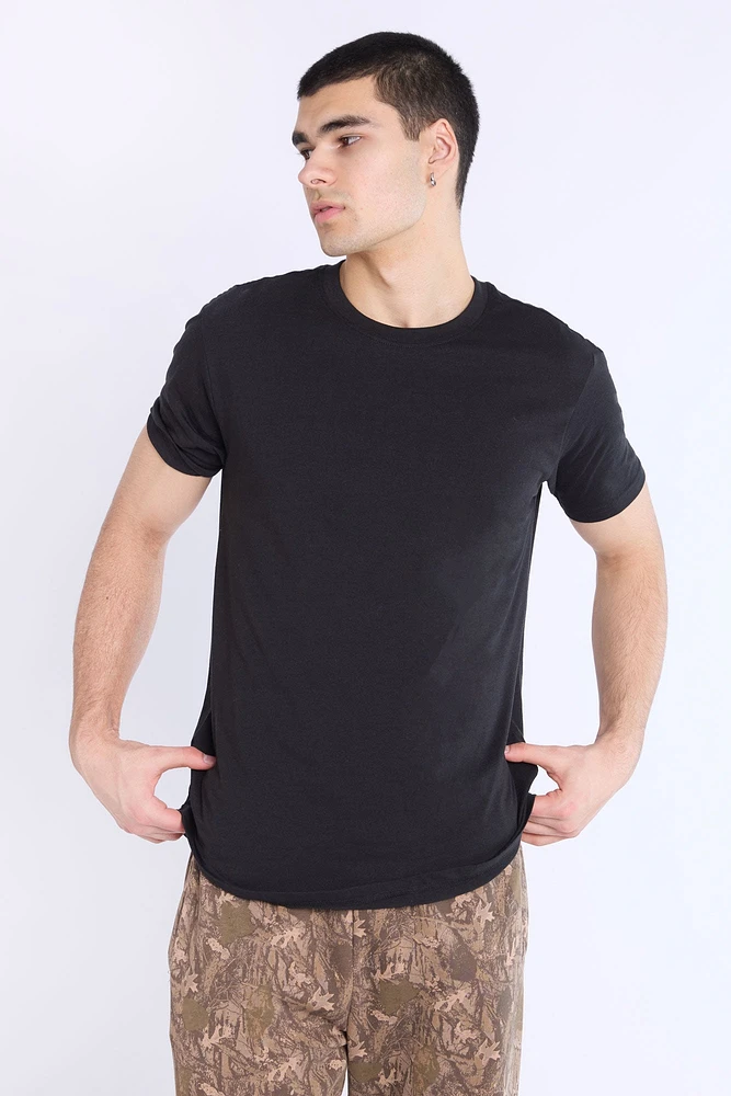 Basic Scoop Hem Crew Neck Tee