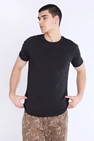 Basic Scoop Hem Crew Neck Tee