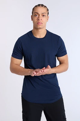 Basic Scoop Hem Crew Neck Tee