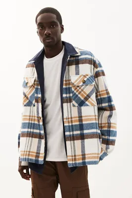 North Western Button-Up Plaid Shacket