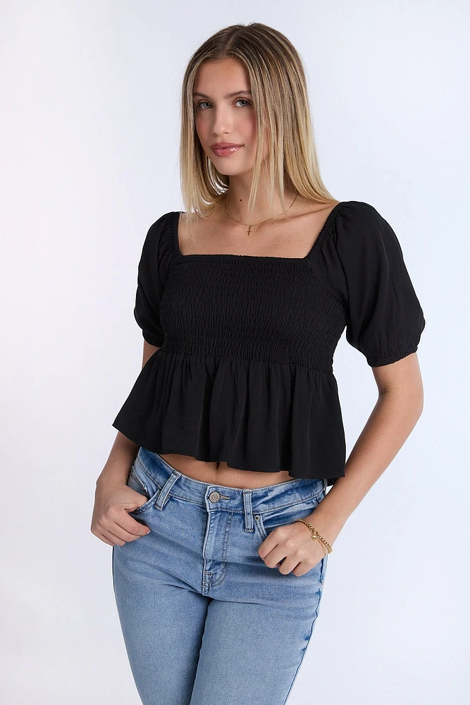 Puff Sleeve Smocked Top