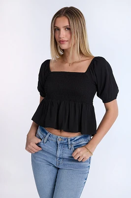 Puff Sleeve Smocked Top