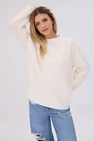 Ribbed Knit Crew Neck Oversized Sweater