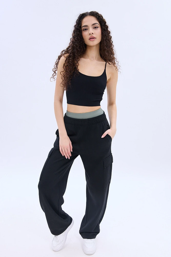 UNPLUG By Bluenotes High Rise Cargo Wide Leg Sweatpant