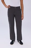 High Rise Straight Leg Cargo Twill Pants