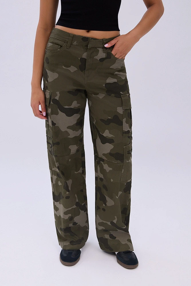 Super High Rise Wide Cargo Leg Twill Pants