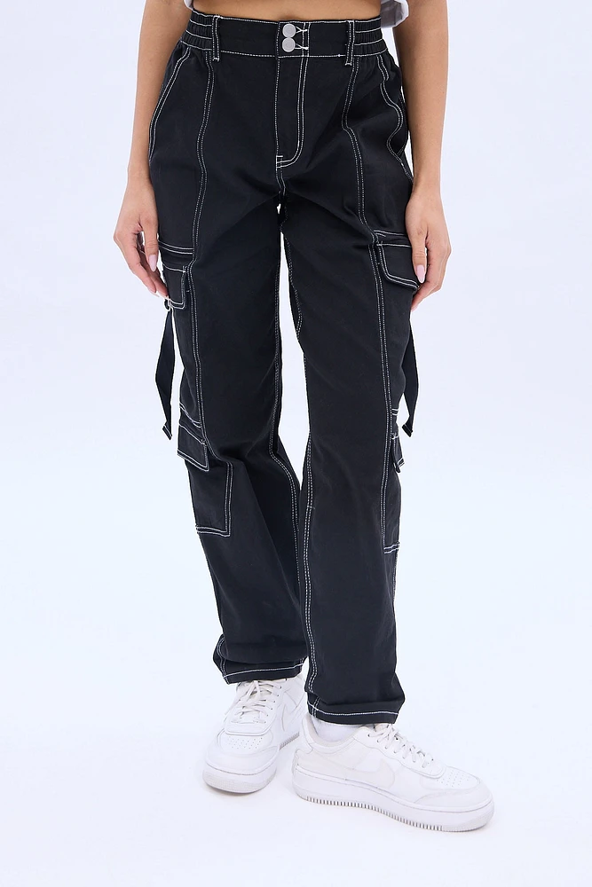 High Rise Straight Cargo Twill Jean