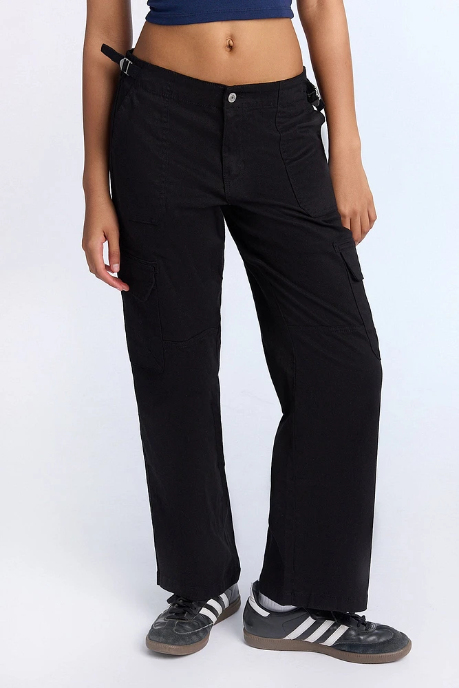 Low Rise Twill Cargo Baggy Pants