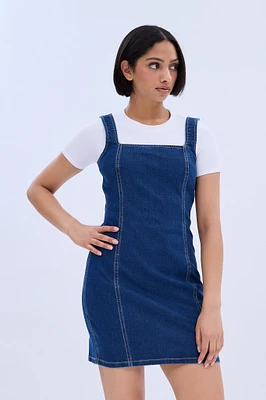 Square Neck Sleeveless Denim Mini Dress