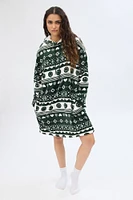 Printed Plush Blanket Hoodie