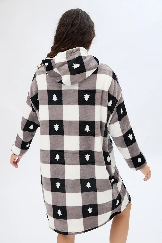 Printed Plush Blanket Hoodie