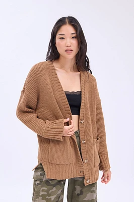 Cardigan en chenille boutonné à l'avant